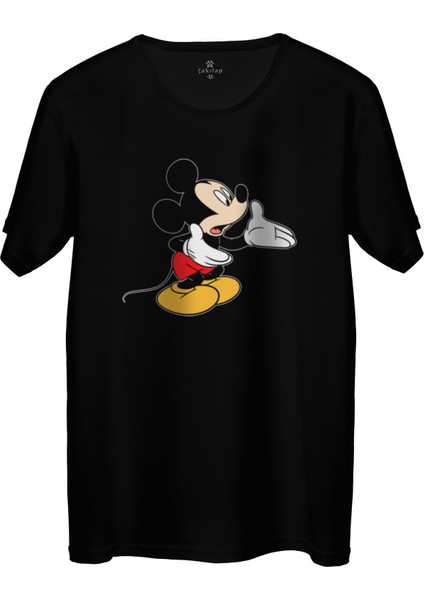 Çakılap Mickey Mouse Baskılı Tişört Unisex, Premium Kalite (Rgl-Çf)