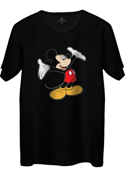 Çakılap Mickey Mouse Baskılı Tişört Unisex, Premium Kalite (Rgl-Çf)