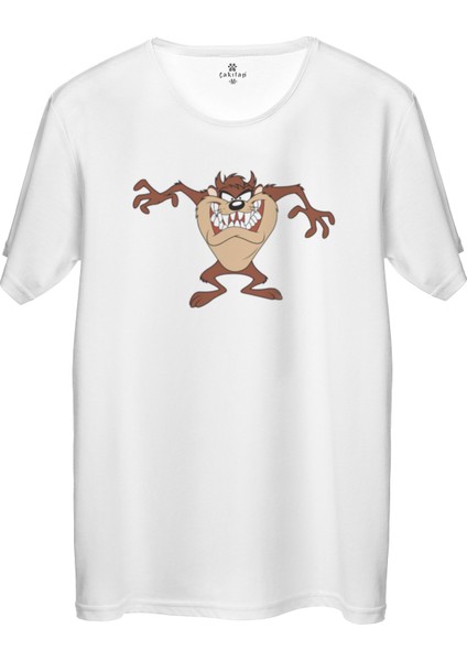 Çakılap Tazmanya Canavari Baskılı Tişört Unisex, Premium Kalite (Rgl-Çf)