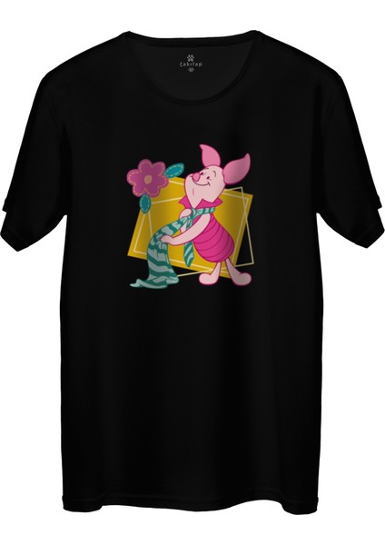 Çakılap Piglet Baskılı Tişört Unisex, Premium Kalite (Rgl-Çf)
