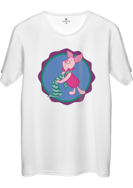 Çakılap Piglet Baskılı Tişört Unisex, Premium Kalite (Rgl-Çf)