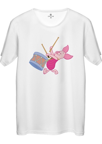 Çakılap Piglet Baskılı Tişört Unisex, Premium Kalite (Rgl-Çf)