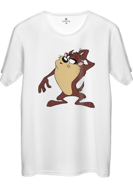 Çakılap Tazmanya Canavari Baskılı Tişört Unisex, Premium Kalite (Rgl-Çf)