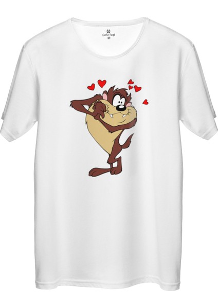 Çakılap Tazmanya Canavari Baskılı Tişört Unisex, Premium Kalite (Rgl-Çf)