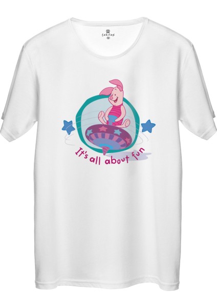 Çakılap Piglet Baskılı Tişört Unisex, Premium Kalite (Rgl-Çf)