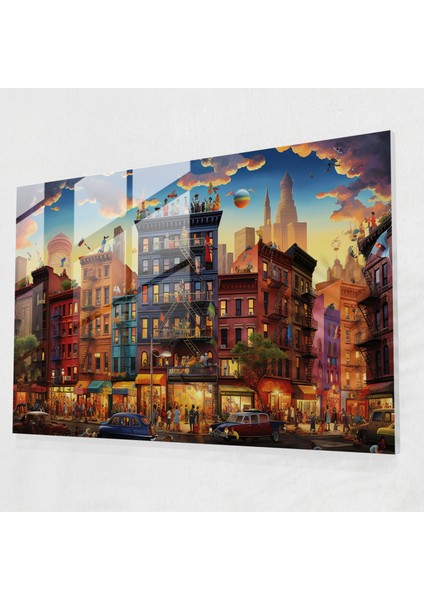 Harlem Ev Dekorasyonu - Harlem, Canlı Atmosfer, Cam Baskı, 45X30