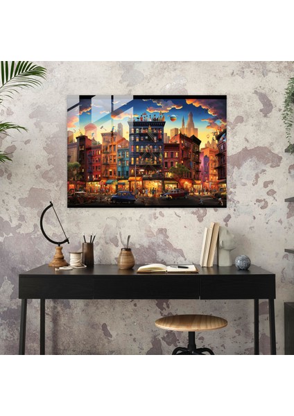 Harlem Ev Dekorasyonu - Harlem, Canlı Atmosfer, Cam Baskı, 45X30 modelleri