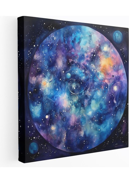 Yıldız Haritası Kanvas Tablo - Yıldız Haritası, Yıldızlar ve Gezegenler, Duvar Dekorasyonu, Astronomik Tablo, 30X30