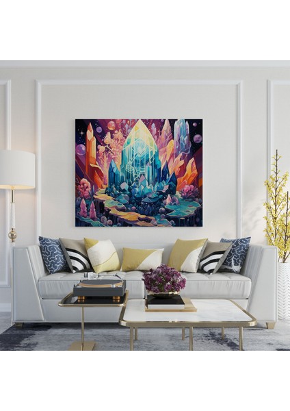 Şifalı Kristaller Duvar Tablosu - Manevi, Maneviyat, Geometrik Desenli, Ev Dekorasyonu, 30X30