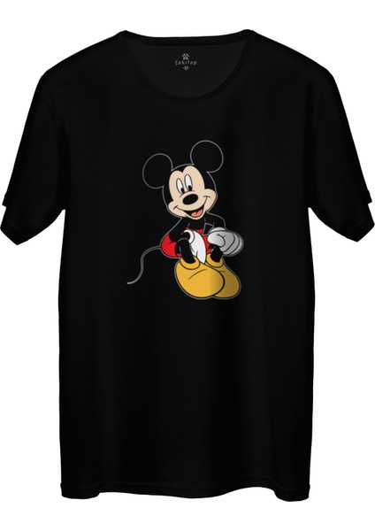 Çakılap Mickey Mouse Baskılı Tişört Unisex, Premium Kalite (Rgl-Çf)