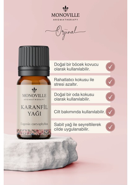 Karanfil Yağı 10 Ml, Palmarosa Yağı 10 ml 2'li Set %100 Saf ve Doğal ( Clove And Palmarosa Oil )2X10