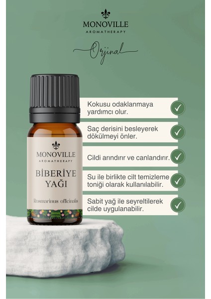 Biberiye Yağı 10 Ml, Çam Terebentin Yağı 10 ml 2'li Set %100 Doğal(Rosemary And Pine Turpentine Oil)2x10 ml