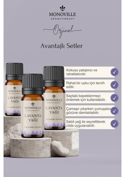 Lavanta Uçucu Yağı 3'lü Set %100 Saf Ve Doğal ( Lavender Essential Oil) 3x10 ml