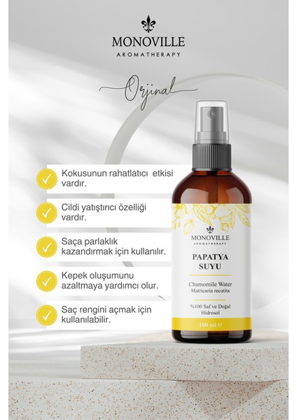 Papatya Suyu Cilt ve Saç Toniği 100 ml (Chamomile Water)