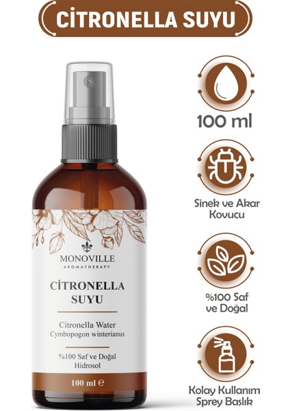 Citronella Suyu %100 Doğal Ve Saf Tonik 100 ml (CİTRONELLA WATER)