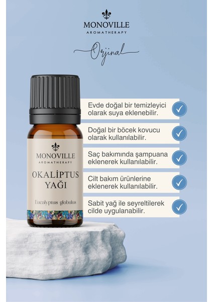 Nane Yağı 10 ml, Okaliptus Yağı 10 ml, Kekik Yağı 10 ml 3'lü Set %100 Saf Ve Doğal 3x10 ml