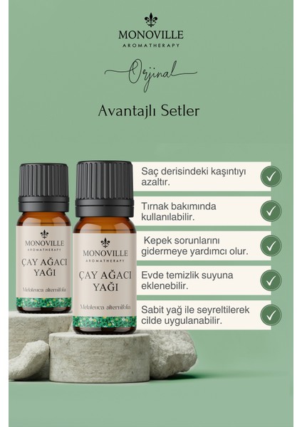 Çay Ağacı Uçucu Yağı 2'li Set %100 Saf Ve Doğal ( Tea Tree Oil ) 2x10 ml