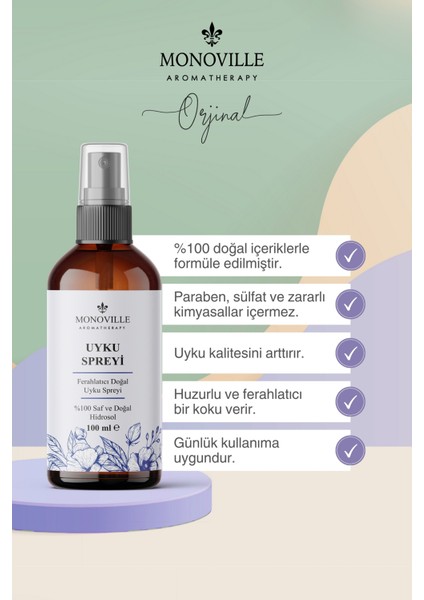 Uyku ve Yastık Spreyi 100 ml %100 Doğal (Sleep And Pillow Spray)