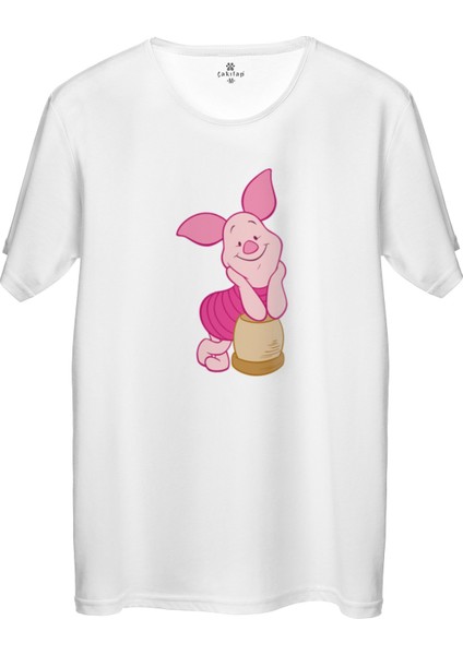 Çakılap Piglet Baskılı Tişört Unisex, Premium Kalite (Rgl-Çf)