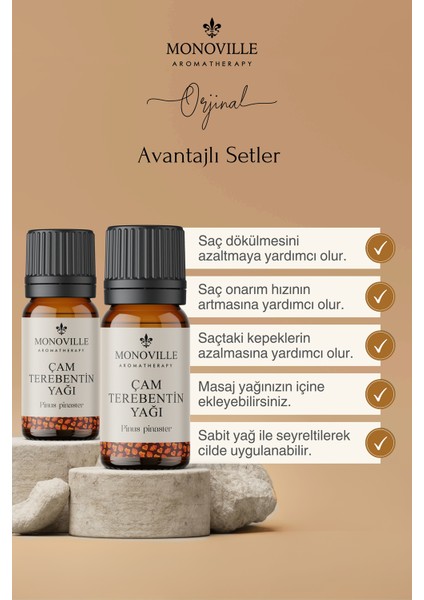 Çam Terebentin Uçucu Yağı 2'li Set %100 Saf Ve Doğal ( Pine Turpentine Oil ) 2x10 ml