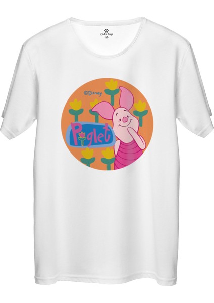 Çakılap Piglet Baskılı Tişört Unisex, Premium Kalite (Rgl-Çf)