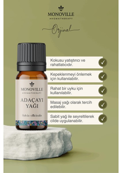 Adaçayı ( Acı Elma ) Uçucu Yağı 10 ml %100 Saf Ve Doğal ( Sage Essential Oil )