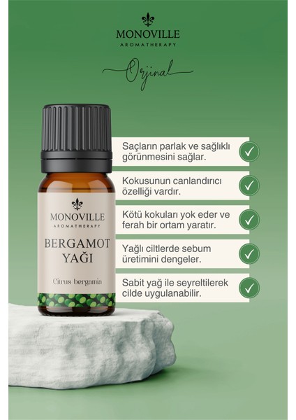 Bergamot Uçucu Yağı 10 ml %100 Saf Ve Doğal ( Bergamot Essential Oil )