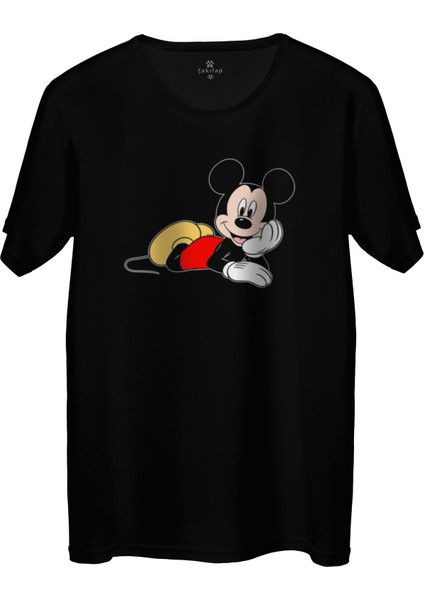 Çakılap Mickey Mouse Baskılı Tişört Unisex, Premium Kalite (Rgl-Çf)