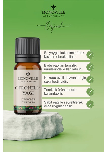 Citronella Uçucu Yağı 10 ml %100 Saf Ve Doğal ( Citronella Essential Oil )