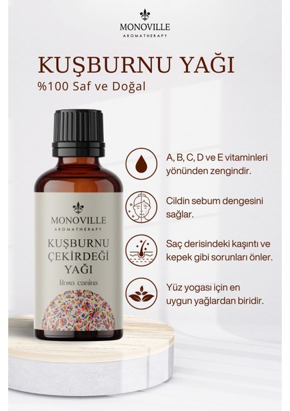 Kuşburnu Çekirdeği Yağı 30 ml Soğuk Sıkım %100 Saf Ve Doğal ( Rosehip Seed Oil )