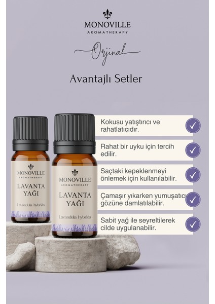 Lavanta Uçucu Yağı 2'li Set %100 Saf Ve Doğal ( Lavender Essential Oil ) 2x10 ml