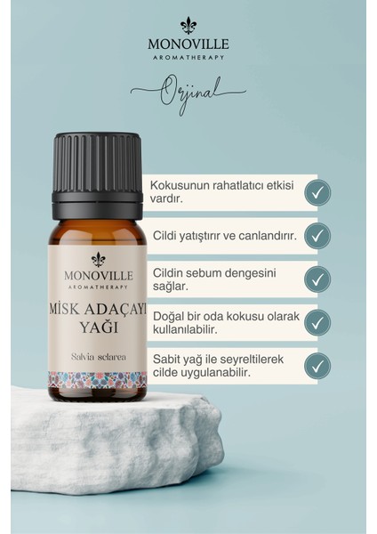 Misk Adaçayı Uçucu Yağı 10 ml %100 Saf Ve Doğal ( Clary Sage Essential Oil )