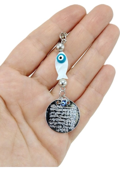 Metal Ayetel Kürsi Araba Dikiz Ayna Süsü El Yapımı Lüks Aksesuar Sedef Balık Nazar Boncuğu modelleri