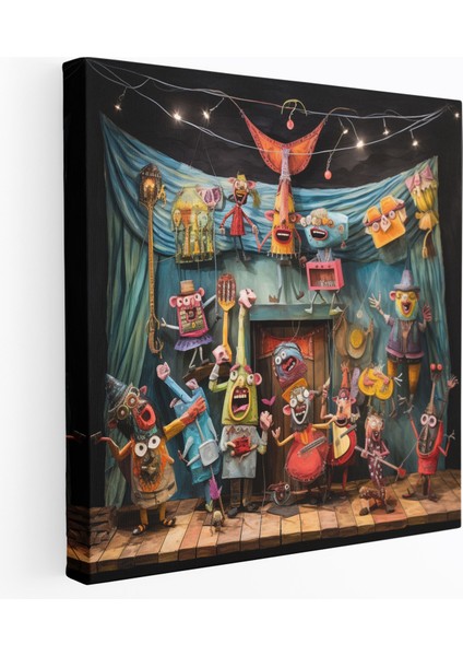 Renkli Kukla Performansı Duvar Sanatı - Kukla, Canlı, Ilginç, Performans Gösteren, 30X30
