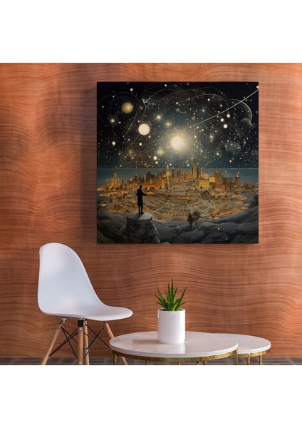 Yıldız Haritası Kanvas Tablo - Yıldız Haritası, Yıldız Haritası, Dijital Kolaj, Karmaşık Yıldız Haritası, 30X30 fiyatları