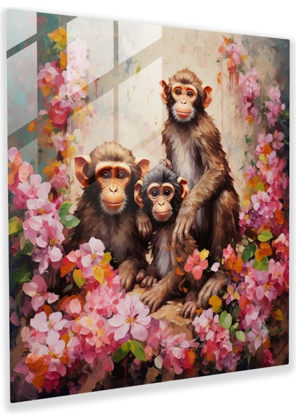 3 Maymun Cam Baskı - 3 Maymun, Modern Sanat, Sanat Eseri, Cam Duvar Sanatı, 30X30