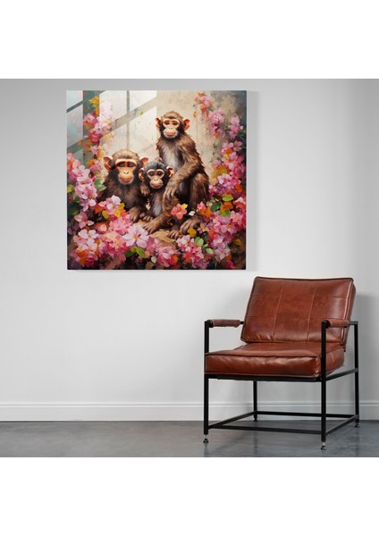 3 Maymun Cam Baskı - 3 Maymun, Modern Sanat, Sanat Eseri, Cam Duvar Sanatı, 30X30