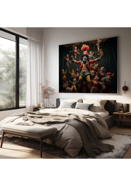 Kaprisli Sirk Kanvas Tablo - Kukla, Kaprisli, Kuklacı, Duvar Tablosu, 30X30 modelleri