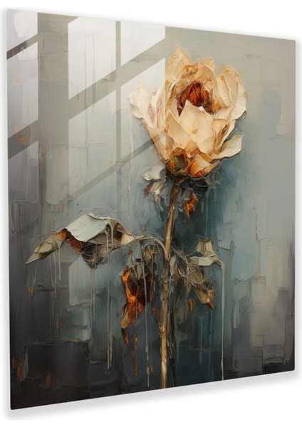 Reddedilmiş Cam Baskı - Empresyonist Solmuş Çiçek Tablo - Reddetme, Sembolizm, Reddetme, Solmuş Çiçek, 30X30