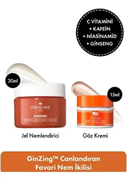 C Vitamini & Niasinamid İçeren Ginzing Favori Nem İkilisi - Jel Nemlendirici 30 ml & Göz Kremi 15 ml