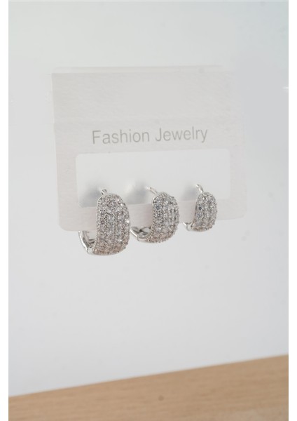 Kadın Vip Seri Zirkon Taşlı 3 Boy 3'lü Küpe Seti fiyatları