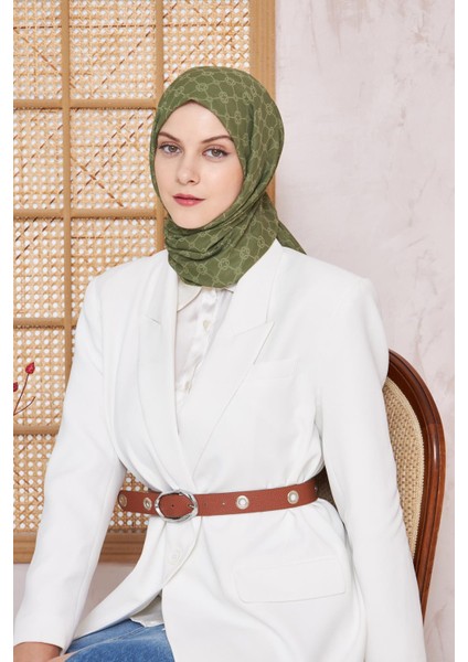Elegance Monogram Şal - Keten Yeşili 952