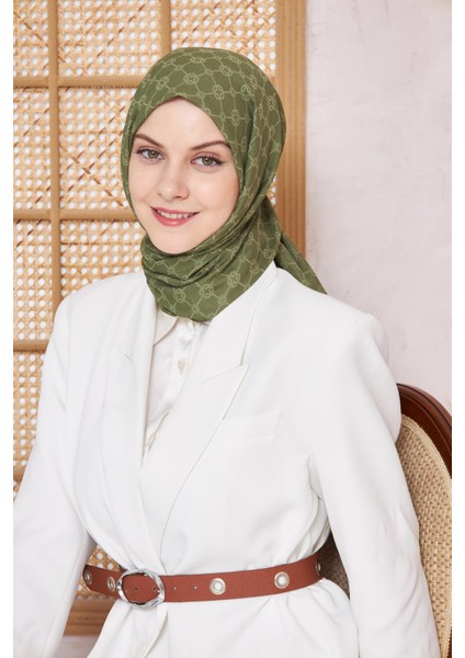 Elegance Monogram Şal - Keten Yeşili 952