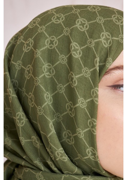 Elegance Monogram Şal - Keten Yeşili 952
