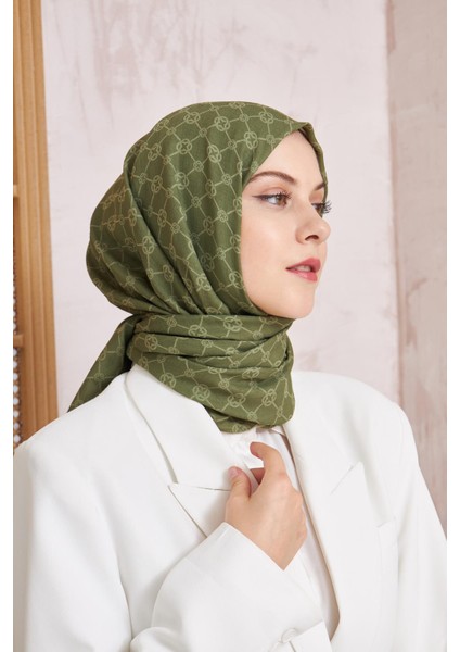 Elegance Monogram Şal - Keten Yeşili 952