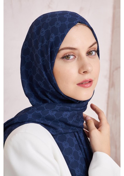 Elegance Monogram Şal - Lacivert 921