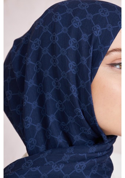 Elegance Monogram Şal - Lacivert 921