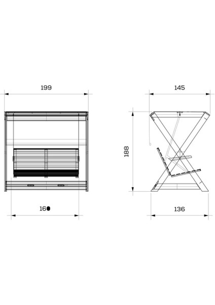 Ahşap Bahçe Salıncağı Holox IROKO Yataklı, Ayak Sehpalı modelleri