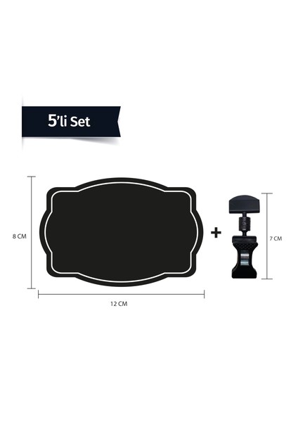 Siyah Pvc Fiyat Etiketleri Silinebilir, Yeniden Yazılabilir, Ayarlanabilir 5 Adet Mandallı Pvc LEVHA,8CMX12CM