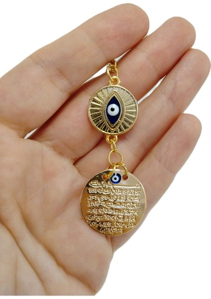 Metal Ayetel Kürsi Araba Dikiz Ayna Süsümetal Güneş Nazar Boncuklu Lüks Hediyelik Gold Renkli fiyatları